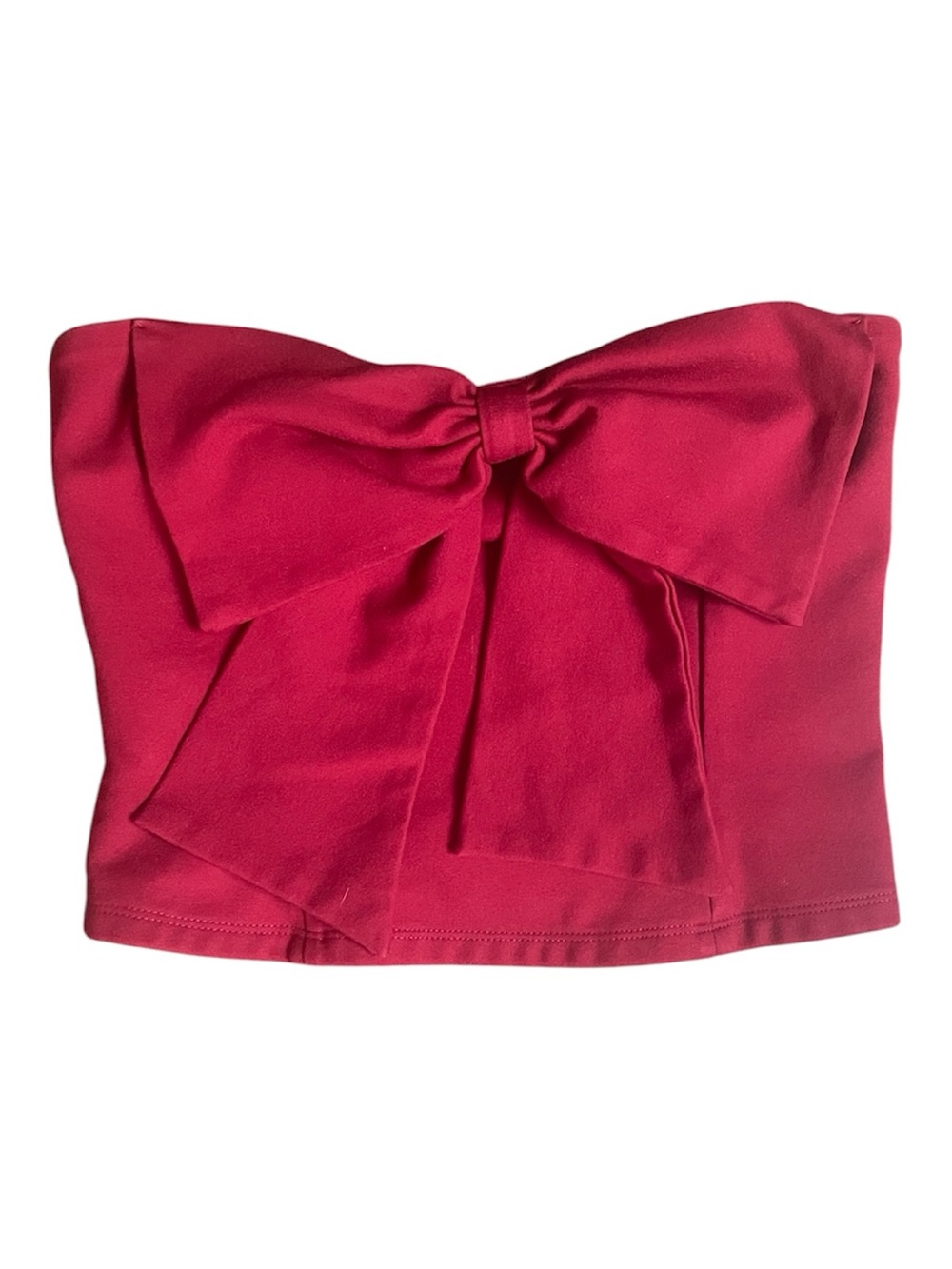Red Bow Cropped Sweetheart Neckline Tube Top